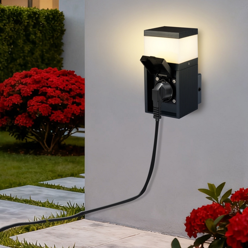 Brilagi - Zunanja stenska svetilka PILLAR s vtičnico SCHUKO 1xG9/11W/230V IP44 antracitna