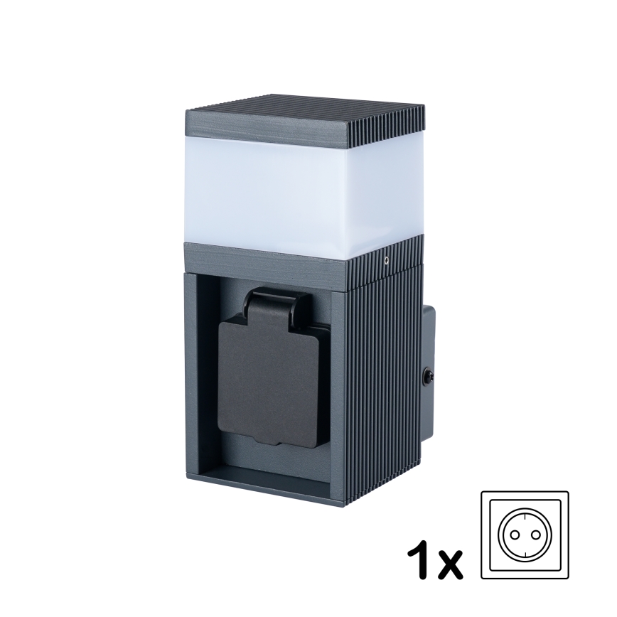 Brilagi - Zunanja stenska svetilka PILLAR s vtičnico SCHUKO 1xG9/11W/230V IP44 antracitna