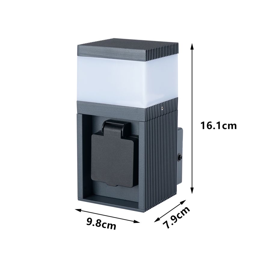 Brilagi - Zunanja stenska svetilka PILLAR s vtičnico SCHUKO 1xG9/11W/230V IP44 antracitna