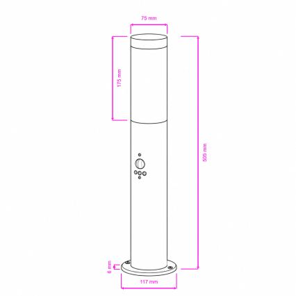 BRILAGI - Zunanja svetilka s senzorjem gibanja ELIA 1xE27/20W/230V IP44 50 cm matni krom