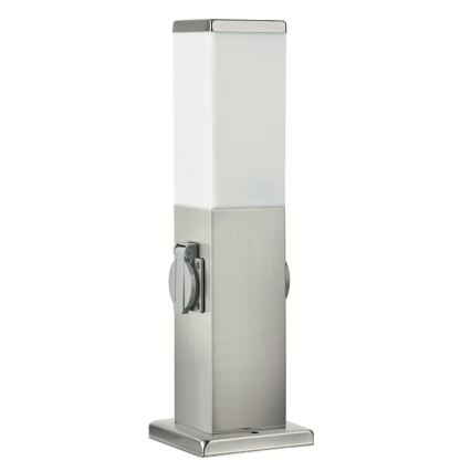 Brilagi - Zunanja svetilka z dvema vtičnicama SCHUKO NOVA 1xE27/15W/230V 40 cm IP44 matni krom
