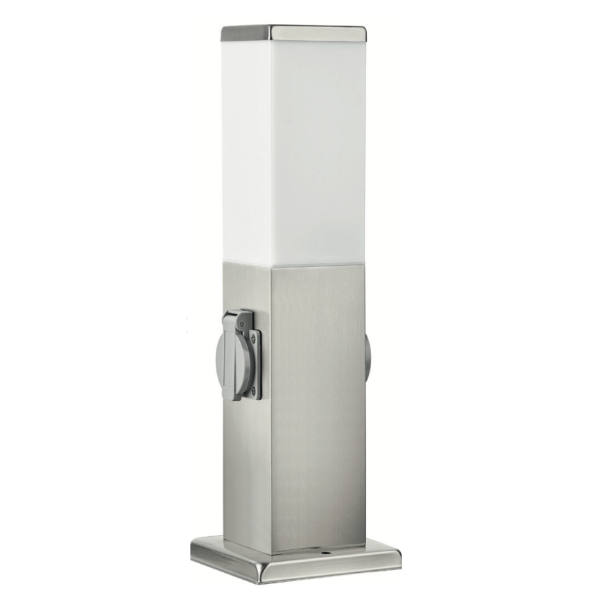 Brilagi - Zunanja svetilka z dvema vtičnicama SCHUKO NOVA 1xE27/15W/230V 40 cm IP44 matni krom