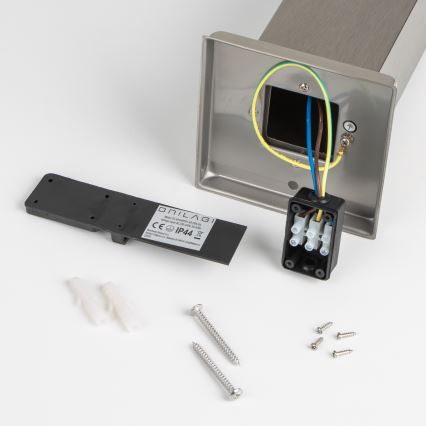 Brilagi - Zunanja svetilka z dvema vtičnicama SCHUKO NOVA 1xE27/15W/230V 40 cm IP44 matni krom