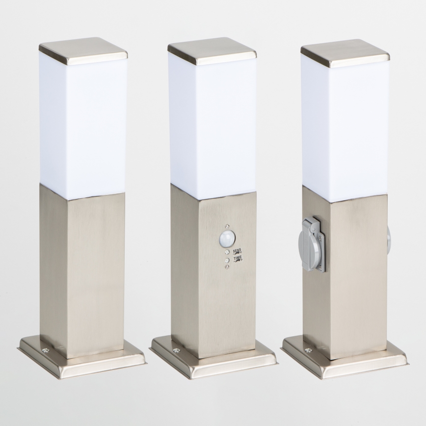 Brilagi - Zunanja svetilka z dvema vtičnicama SCHUKO NOVA 1xE27/15W/230V 40 cm IP44 matni krom