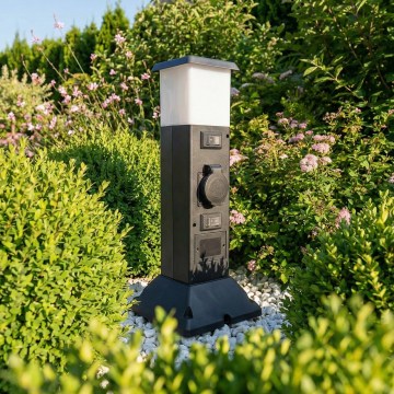 Brilagi - Zunanja svetilka z 2 SCHUKO vtičnicama 1xE14/15W/230V IP44 črna