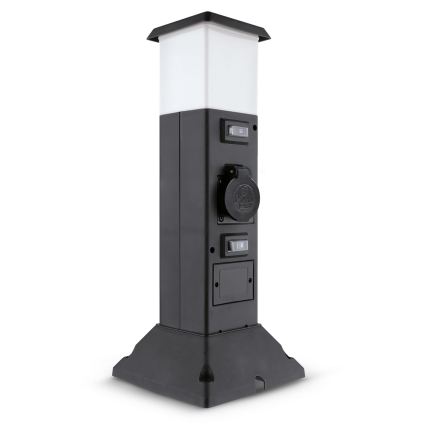 Brilagi - Zunanja svetilka z 2 SCHUKO vtičnicama 1xE14/15W/230V IP44 črna