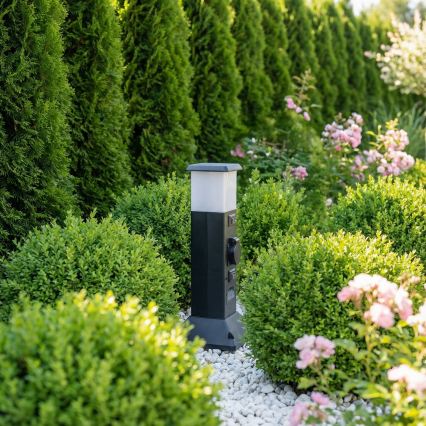 Brilagi - Zunanja svetilka z 2 SCHUKO vtičnicama 1xE14/15W/230V IP44 črna