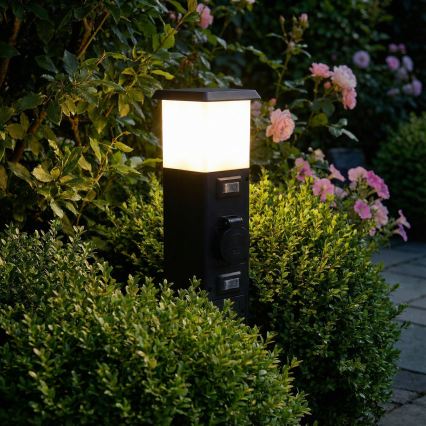 Brilagi - Zunanja svetilka z 2 SCHUKO vtičnicama 1xE14/15W/230V IP44 črna