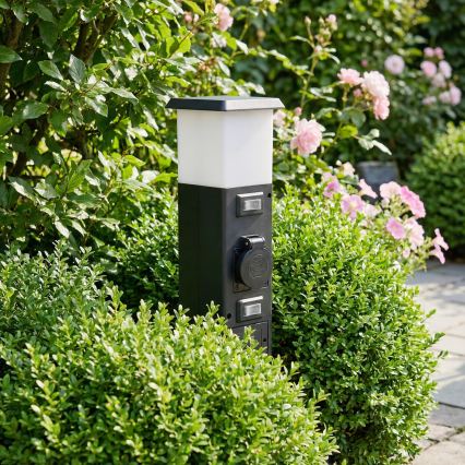 Brilagi - Zunanja svetilka z 2 SCHUKO vtičnicama 1xE14/15W/230V IP44 črna