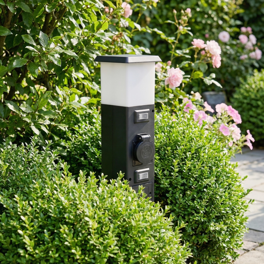 Brilagi - Zunanja svetilka z 2 SCHUKO vtičnicama 1xE14/15W/230V IP44 črna