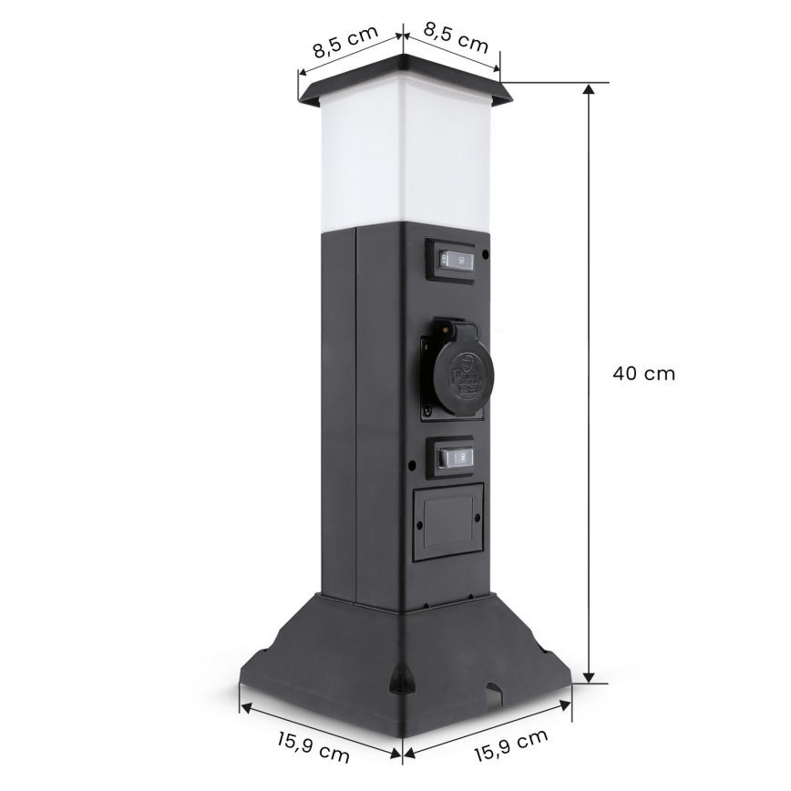 Brilagi - Zunanja svetilka z 2 SCHUKO vtičnicama 1xE14/15W/230V IP44 črna