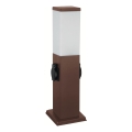 Brilagi - Zunanja svetilka z 2 SCHUKO vtičnicama 1xE27/15W/230V 40 cm IP44 rjava
