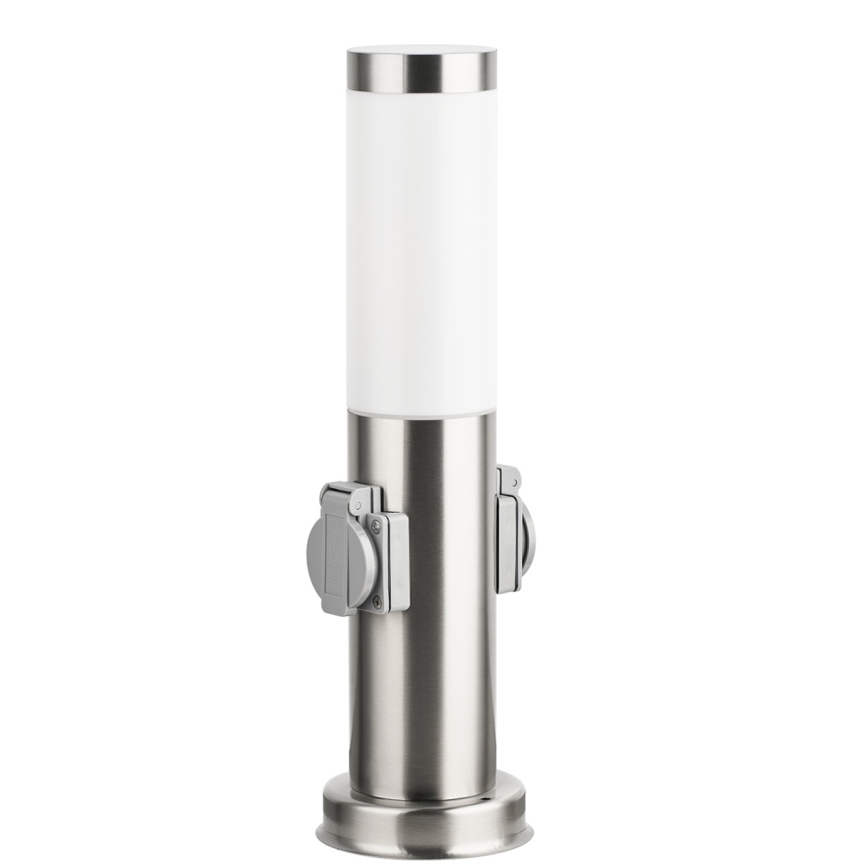 Brilagi - zunanja svetilka z 2 SCHUKO vtičnicama NOVA 1xE27/15W/230V 40 cm IP44 mat krom