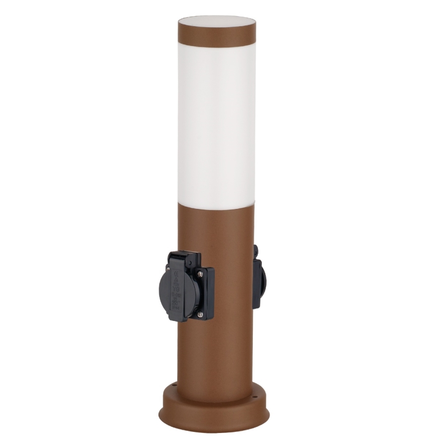 Brilagi - Zunanja svetilka z dvema vtičnicama SCHUKO NOVA 1xE27/15W/230V 40 cm IP44 rjava
