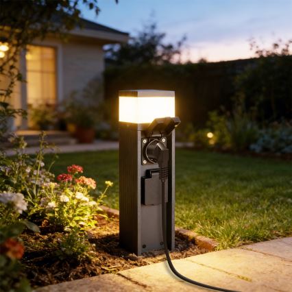 Brilagi -Zunanja svetilka z 2 SCHUKO vtičnicama PILLAR 1xG9/11W/230V IP44 antracit