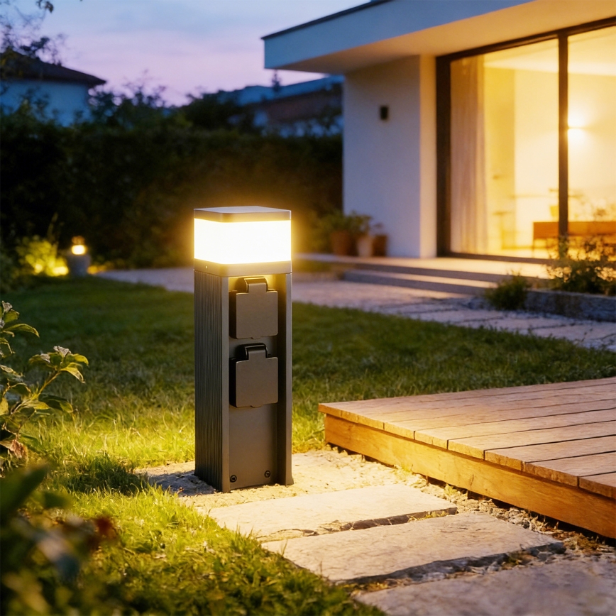 Brilagi -Zunanja svetilka z 2 SCHUKO vtičnicama PILLAR 1xG9/11W/230V IP44 antracit