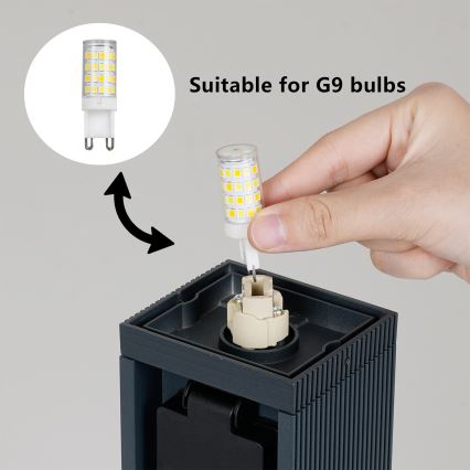 Brilagi -Zunanja svetilka z 2 SCHUKO vtičnicama PILLAR 1xG9/11W/230V IP44 antracit
