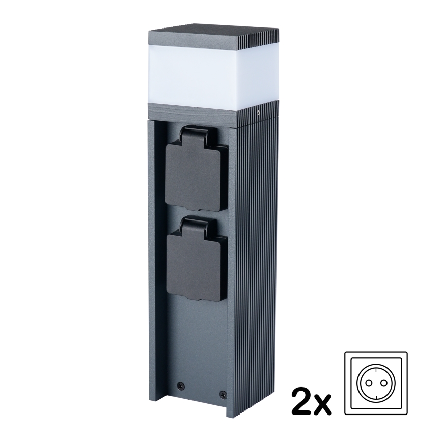 Brilagi -Zunanja svetilka z 2 SCHUKO vtičnicama PILLAR 1xG9/11W/230V IP44 antracit