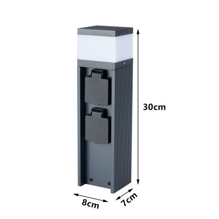 Brilagi -Zunanja svetilka z 2 SCHUKO vtičnicama PILLAR 1xG9/11W/230V IP44 antracit