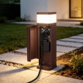 BRILAGI - Zunanja svetilka z 2 SCHUKO vtičnicama PILLAR 1xG9/11W/230V IP44 rjava