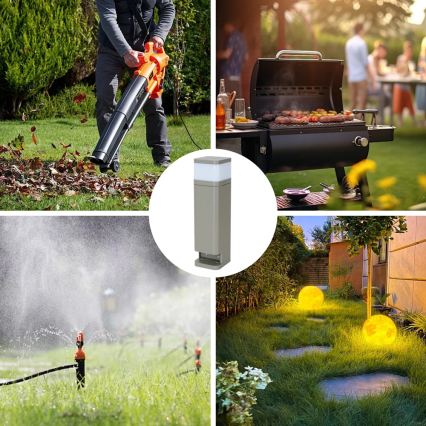 BRILAGI - Zunanja svetilka z 2 SCHUKO vtičnicama PILLAR 1xG9/11W/230V IP44 siva
