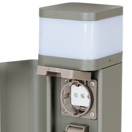 BRILAGI - Zunanja svetilka z 2 SCHUKO vtičnicama PILLAR 1xG9/11W/230V IP44 siva