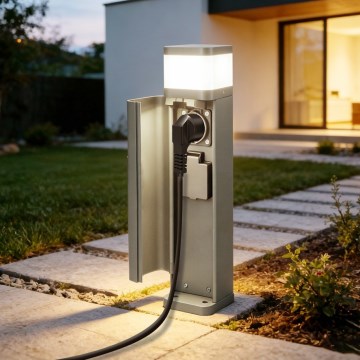 BRILAGI - Zunanja svetilka z 2 vtičnicama SCHUKO PILLAR 1xG9/11W/230V IP44 siva
