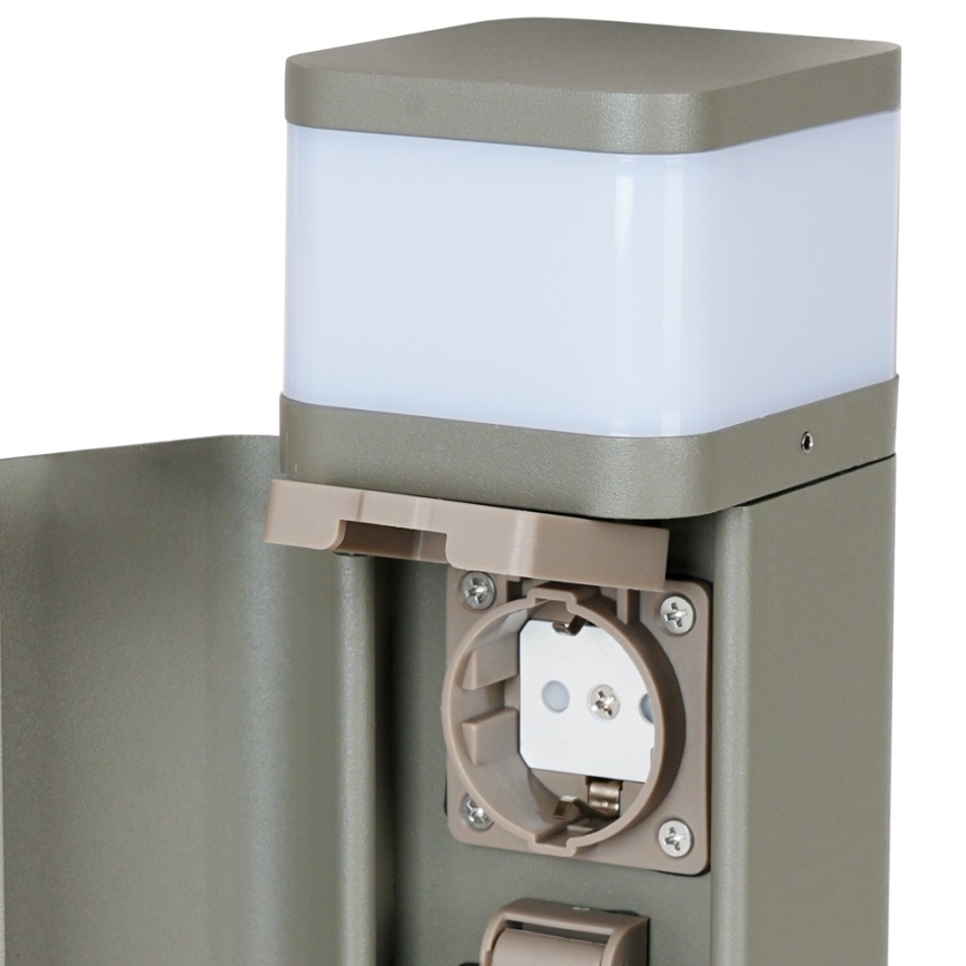 BRILAGI - Zunanja svetilka z 2 vtičnicama SCHUKO PILLAR 1xG9/11W/230V IP44 siva