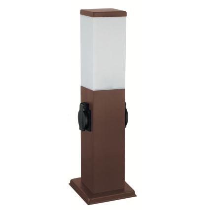 Brilagi - Zunanja svetilka z dvema vtičnicama SCHUKO NOVA 1xE27/15W/230V 40 cm IP44 rjava