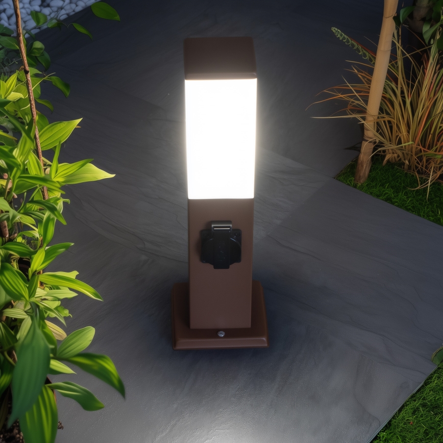 Brilagi - Zunanja svetilka z dvema vtičnicama SCHUKO NOVA 1xE27/15W/230V 40 cm IP44 rjava