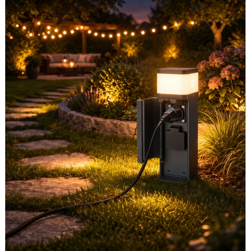 Brilagi - Zunanja svetilka s 2 vtičnicama SCHUKO PILLAR 1xG9/11W/230V IP44 antracit