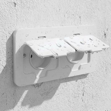 Brilagi - Zunanja vgradna talna dvojna vtičnica IP55, bela, pravokotna