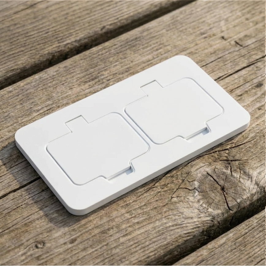 Brilagi - Zunanja vgradna talna dvojna vtičnica IP55, bela, pravokotna