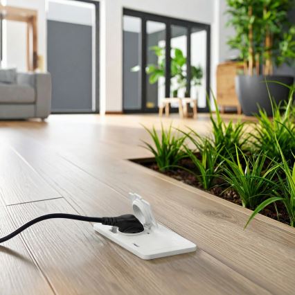 Brilagi - Zunanja vgradna talna dvojna vtičnica IP55, bela, pravokotna