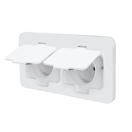 Brilagi - Zunanja vgradna talna dvojna vtičnica IP55, bela, pravokotna