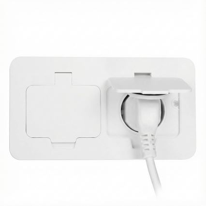 Brilagi - Zunanja vgradna talna dvojna vtičnica IP55, bela, pravokotna
