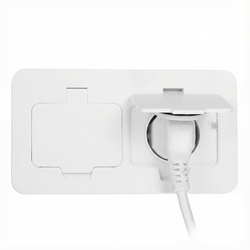 Brilagi - Zunanja vgradna talna dvojna vtičnica IP55, bela, pravokotna