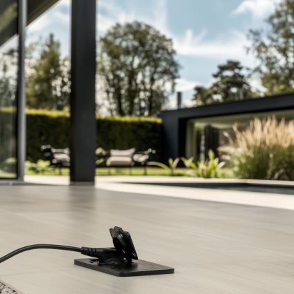 Brilagi - Zunanja vgradna talna dvojna vtičnica IP55, črna, pravokotna