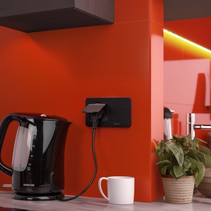 Brilagi - Zunanja vgradna talna dvojna vtičnica IP55, črna, pravokotna