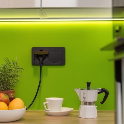 Brilagi - Zunanja vgradna talna dvojna vtičnica IP55, črna, pravokotna