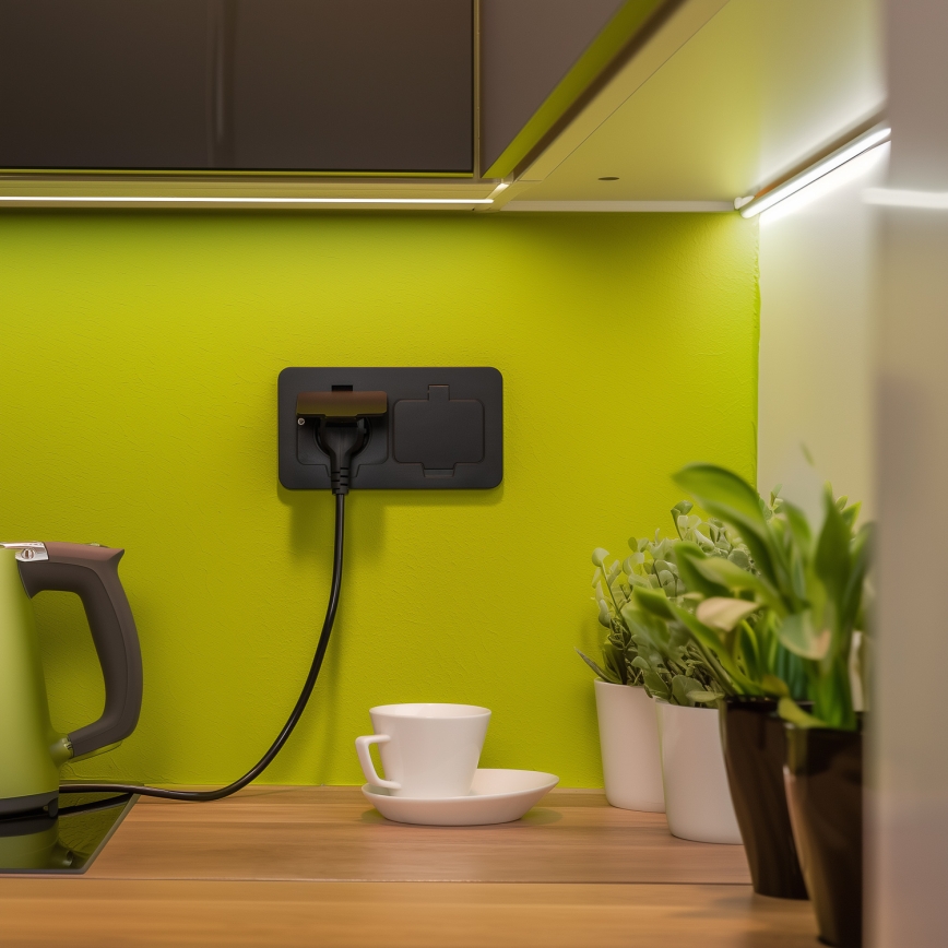 Brilagi - Zunanja vgradna talna dvojna vtičnica IP55, črna, pravokotna