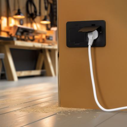 Brilagi - Zunanja vgradna talna dvojna vtičnica IP55, črna, pravokotna