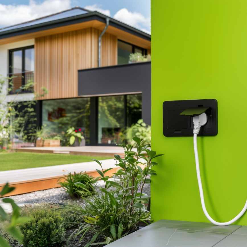 Brilagi - Zunanja vgradna talna dvojna vtičnica IP55, črna, pravokotna