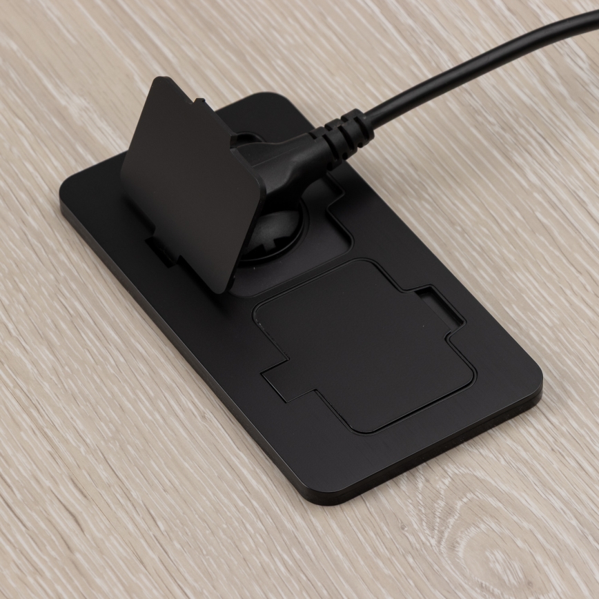 Brilagi - Zunanja vgradna talna dvojna vtičnica IP55, črna, pravokotna