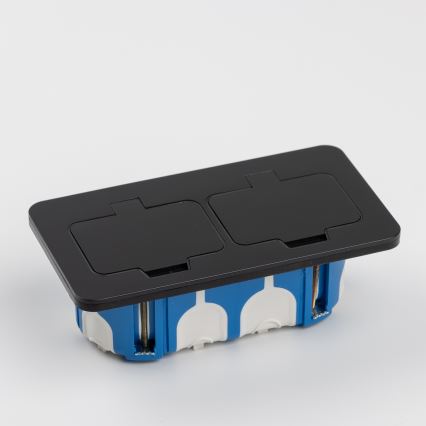 Brilagi - Zunanja vgradna talna dvojna vtičnica IP55, črna, pravokotna
