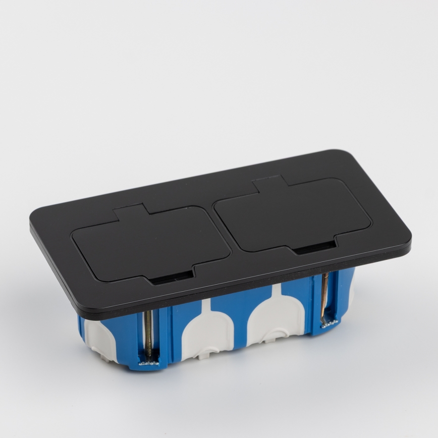 Brilagi - Zunanja vgradna talna dvojna vtičnica IP55, črna, pravokotna