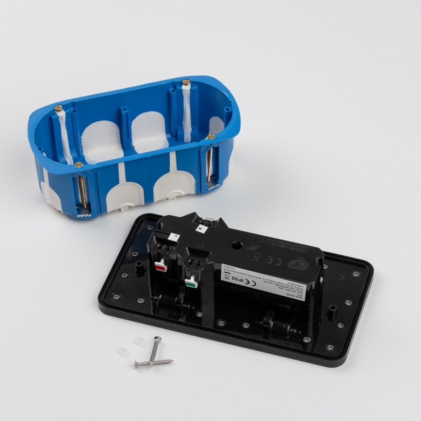 Brilagi - Zunanja vgradna talna dvojna vtičnica IP55, črna, pravokotna