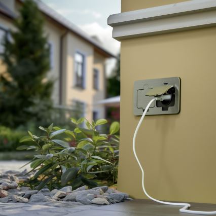 Brilagi - Zunanja vgradna talna dvojna vtičnica IP55 mat krom pravokotna