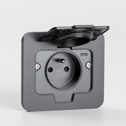 Brilagi - Zunanja vgradna talna vtičnica IP55, črna, pravokotna