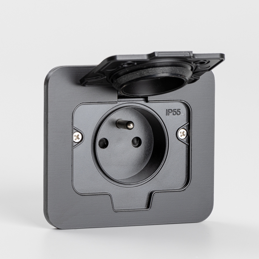 Brilagi - Zunanja vgradna talna vtičnica IP55, črna, pravokotna